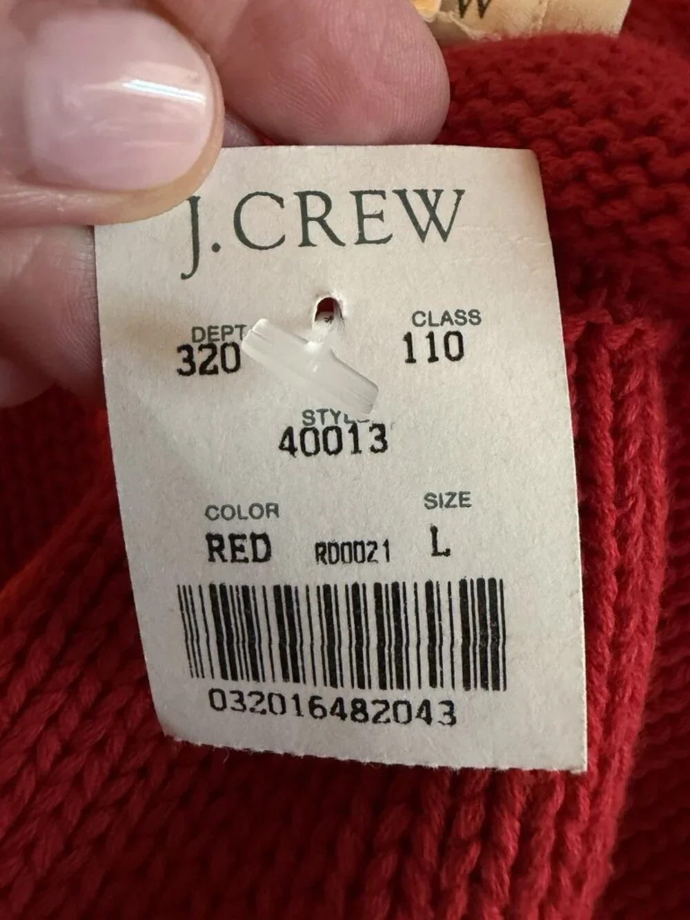 NEW Vintage 90s Deadstock J CREW red rollneck cotton preppy sweater L 1988